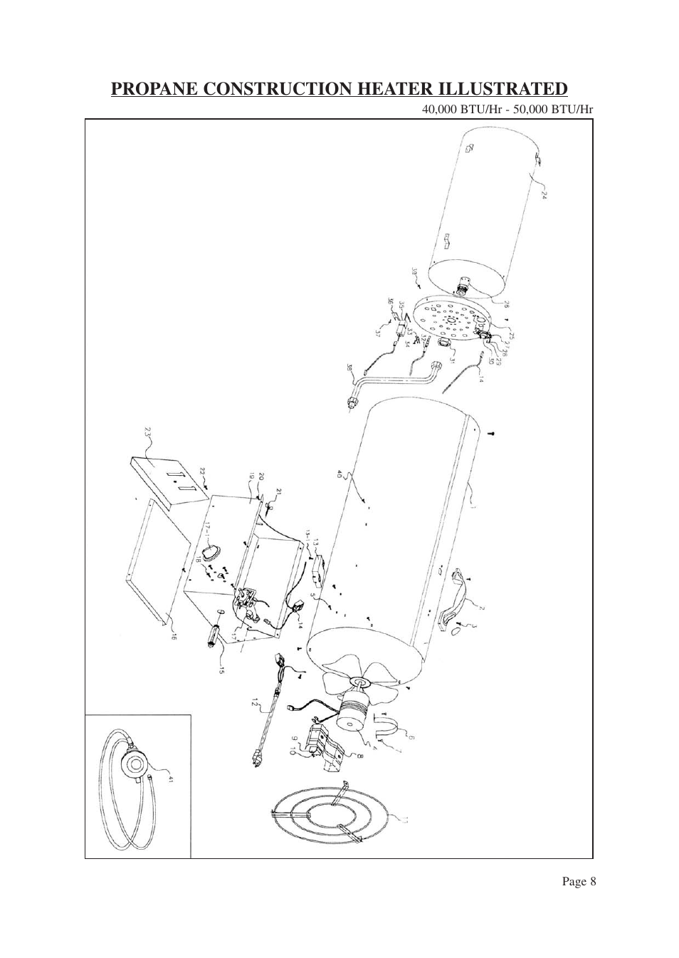 Propane construction heater illustrated | Vermont Casting ANSI Z83.7-2000 User Manual | Page 9 / 14