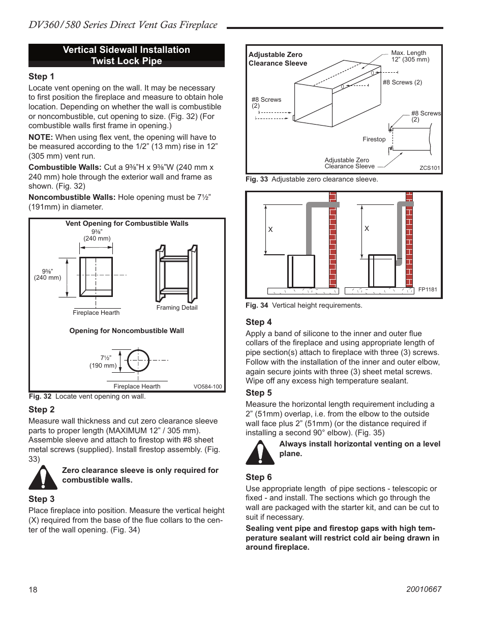 Vertical sidewall installation twist lock pipe | Vermont Casting DV580 User Manual | Page 18 / 56