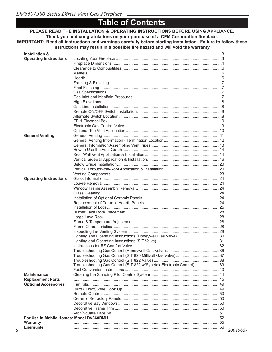 Vermont Casting DV580 User Manual | Page 2 / 56