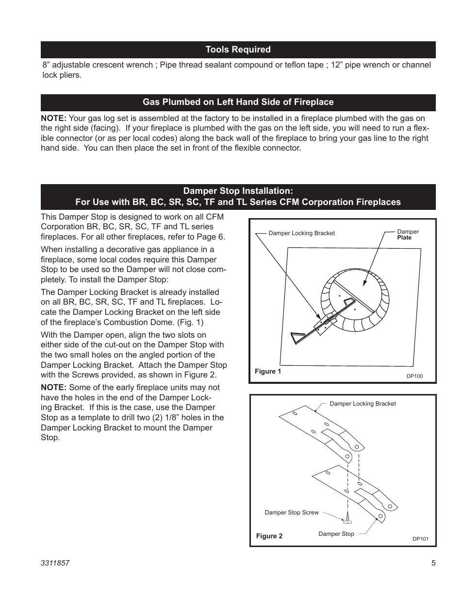 Gas plumbed on left hand side of fireplace | Vermont Casting SA30SKHRP User Manual | Page 5 / 20