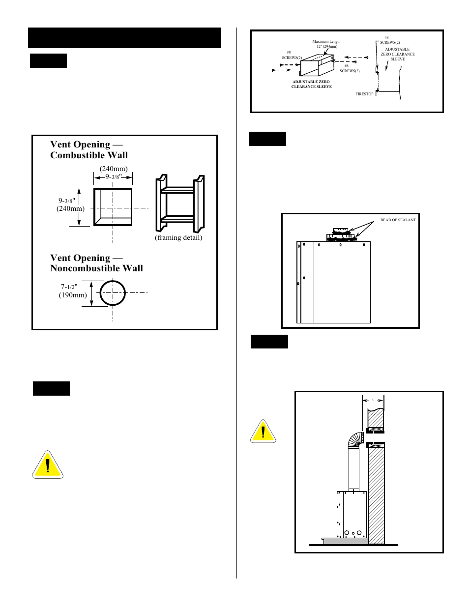 Vertical sidewall installation, Vertical sidewall application | Vermont Casting BHDT36 User Manual | Page 12 / 34