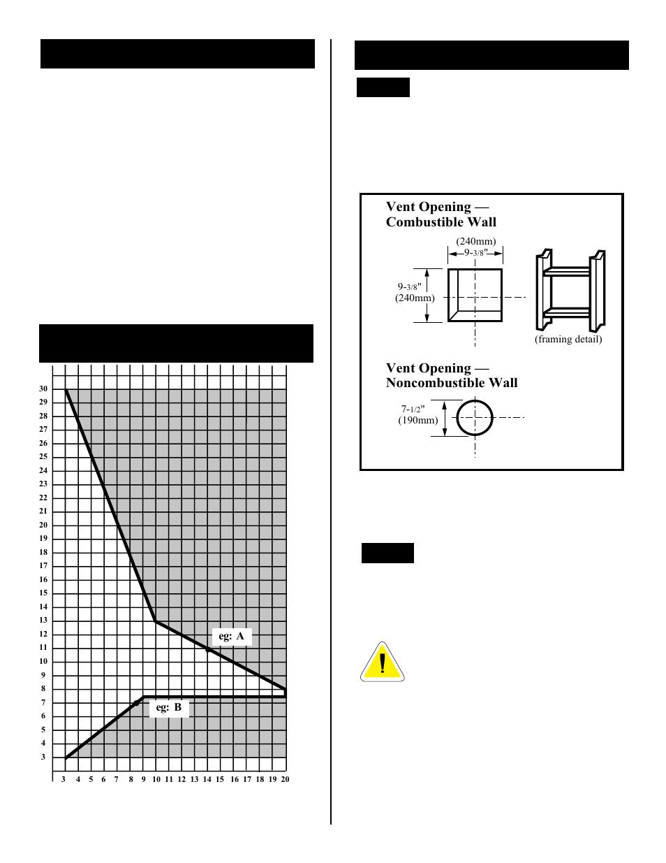 How to use the vent graph, Vertical sidewall installation, Vertical sidewall application | Vermont Casting BHDT36 User Manual | Page 19 / 34