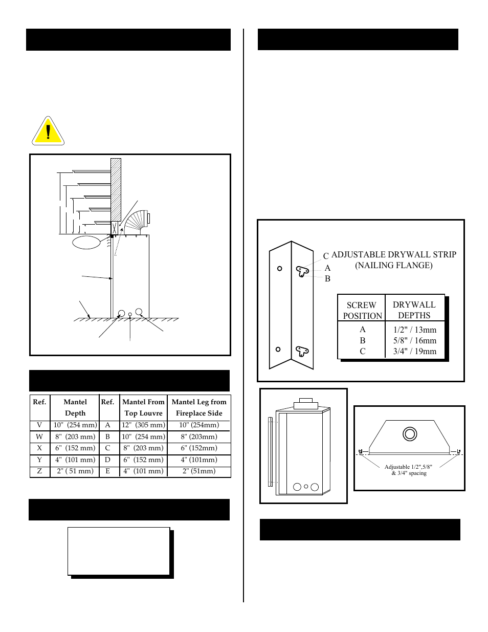 Mantel chart mantels, Clearance to combustibles, Framing and finishing | Final finishing | Vermont Casting BHDT36 User Manual | Page 5 / 34