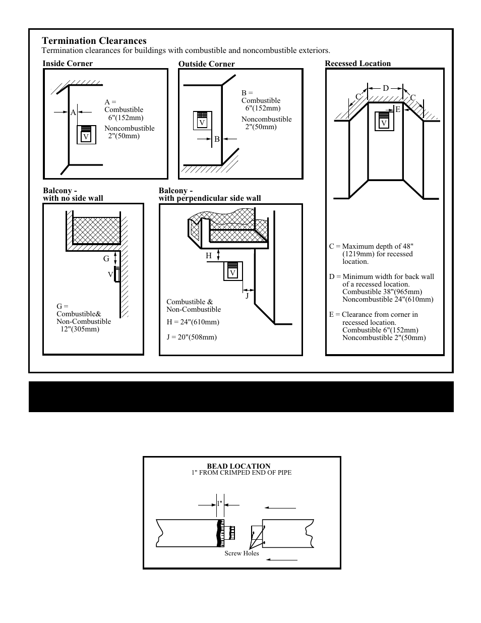 Termination clearances | Vermont Casting BHDT36 User Manual | Page 9 / 34