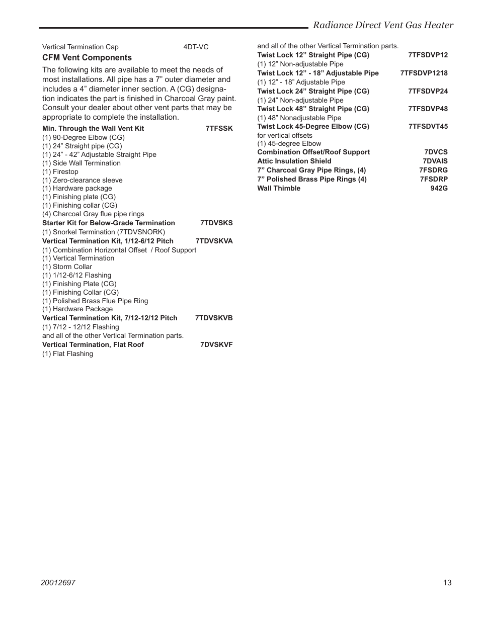 Radiance direct vent gas heater | Vermont Casting RADVTCBB User Manual | Page 13 / 52