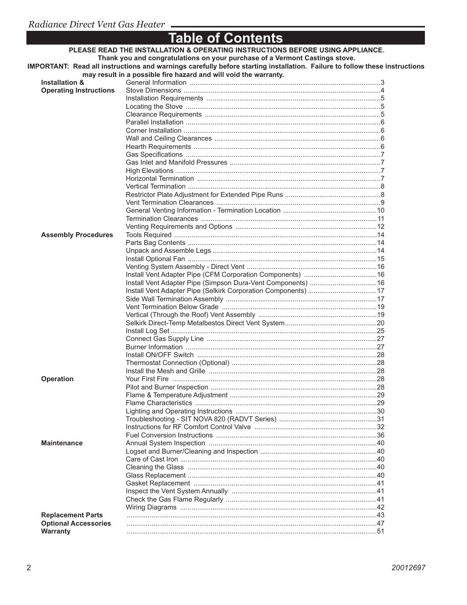 Vermont Casting RADVTCBB User Manual | Page 2 / 52