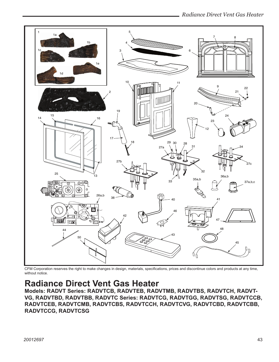 Radiance direct vent gas heater | Vermont Casting RADVTCBB User Manual | Page 43 / 52