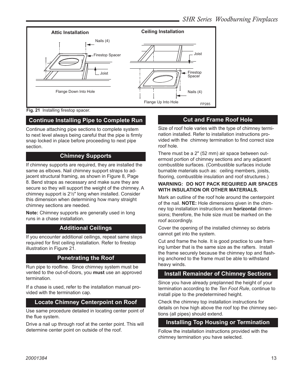 Shr series woodburning fireplaces | Vermont Casting SHR36 User Manual | Page 13 / 24