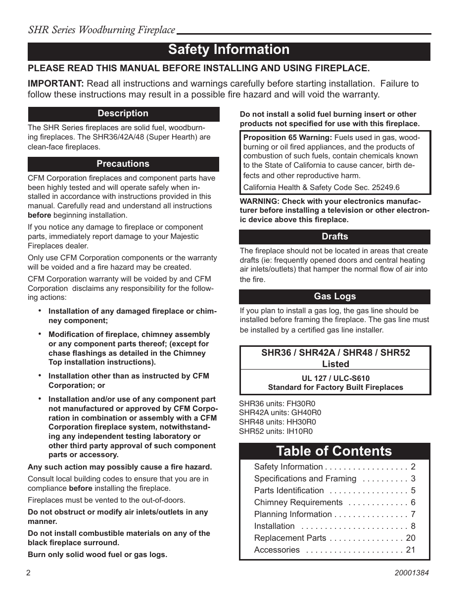 Vermont Casting SHR36 User Manual | Page 2 / 24