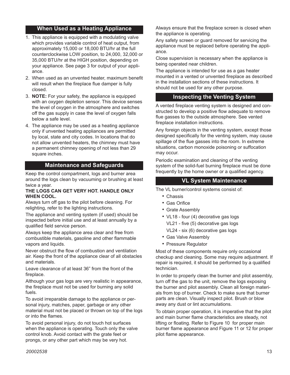 Vermont Casting VL24 User Manual | Page 13 / 20