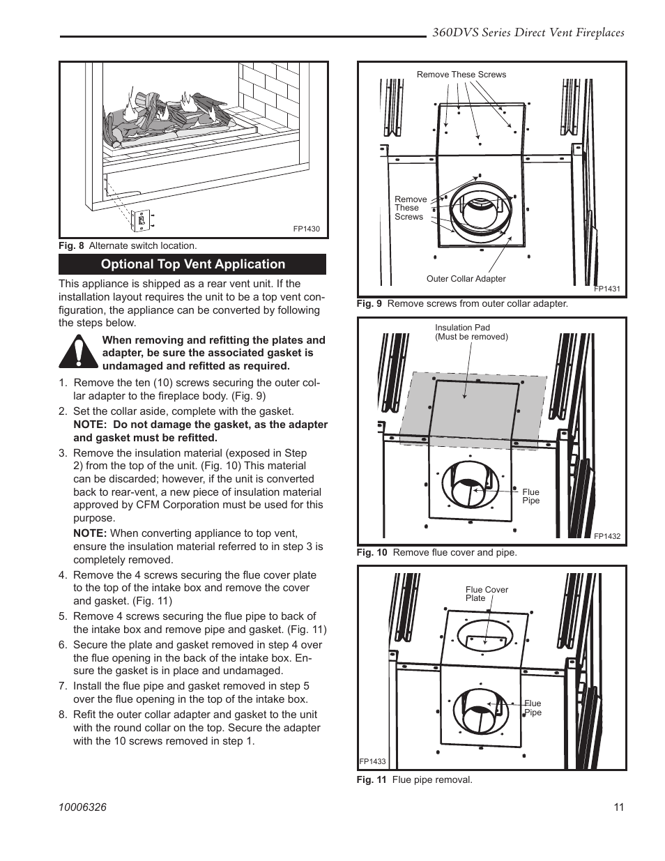 360dvs series direct vent fireplaces, Optional top vent application | Vermont Casting 360DVS3 User Manual | Page 10 / 31