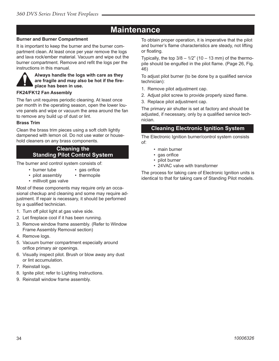 Maintenance | Vermont Casting 360DVS3 User Manual | Page 26 / 31