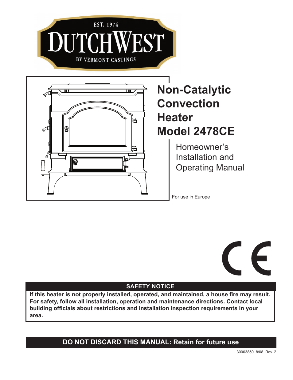 Vermont Casting Non-Catalytic Convection Heater 2478CE User Manual | 28 pages