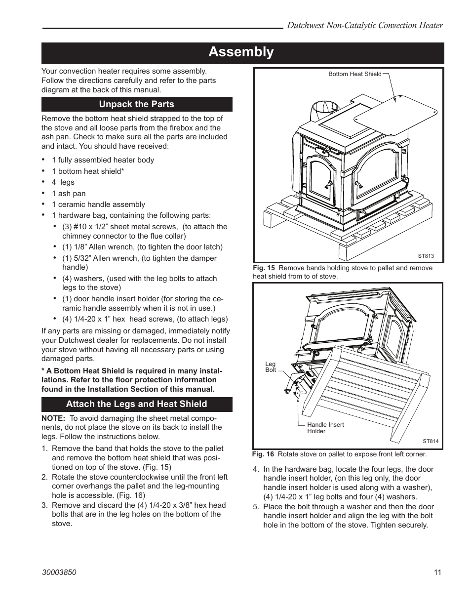 Assembly | Vermont Casting Non-Catalytic Convection Heater 2478CE User Manual | Page 11 / 28