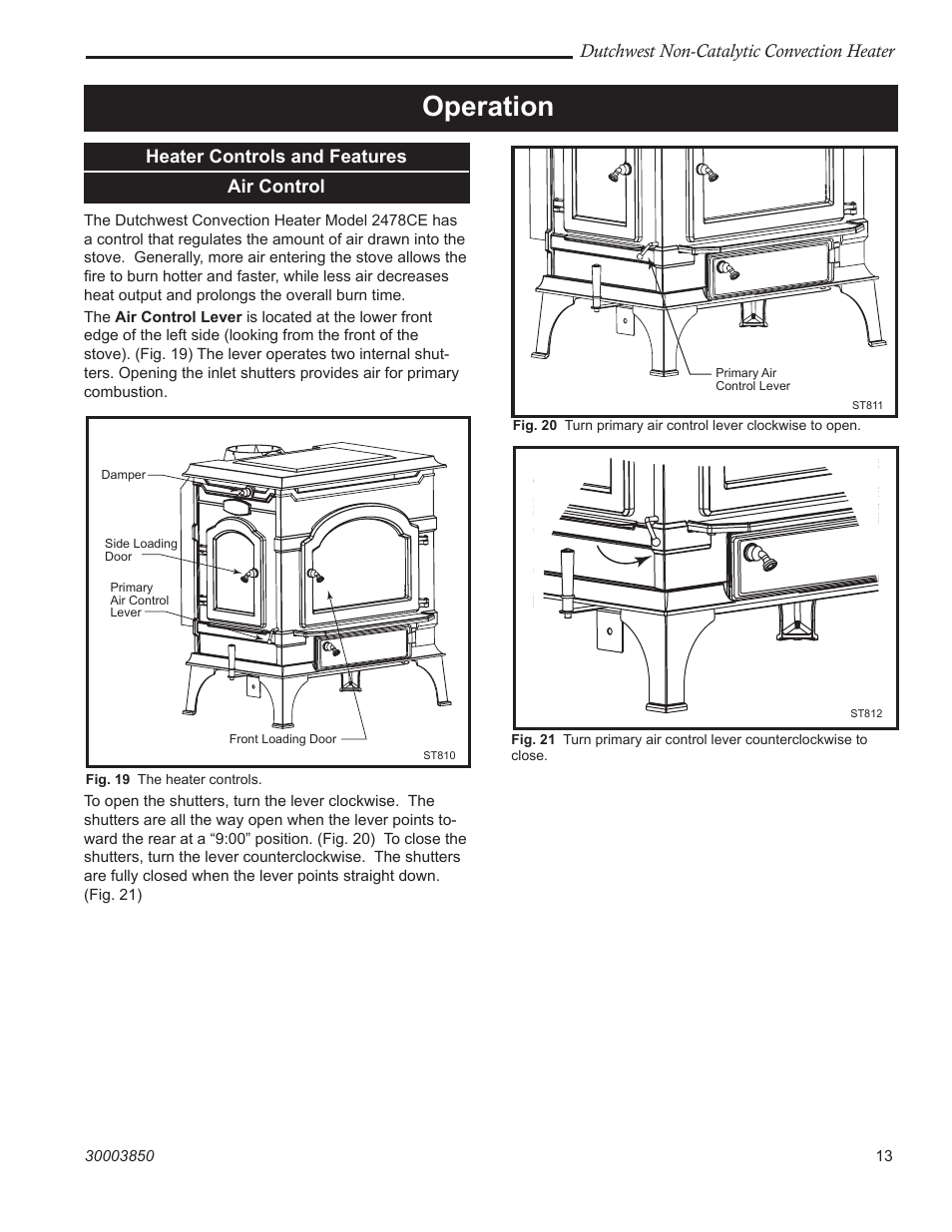 Operation | Vermont Casting Non-Catalytic Convection Heater 2478CE User Manual | Page 13 / 28