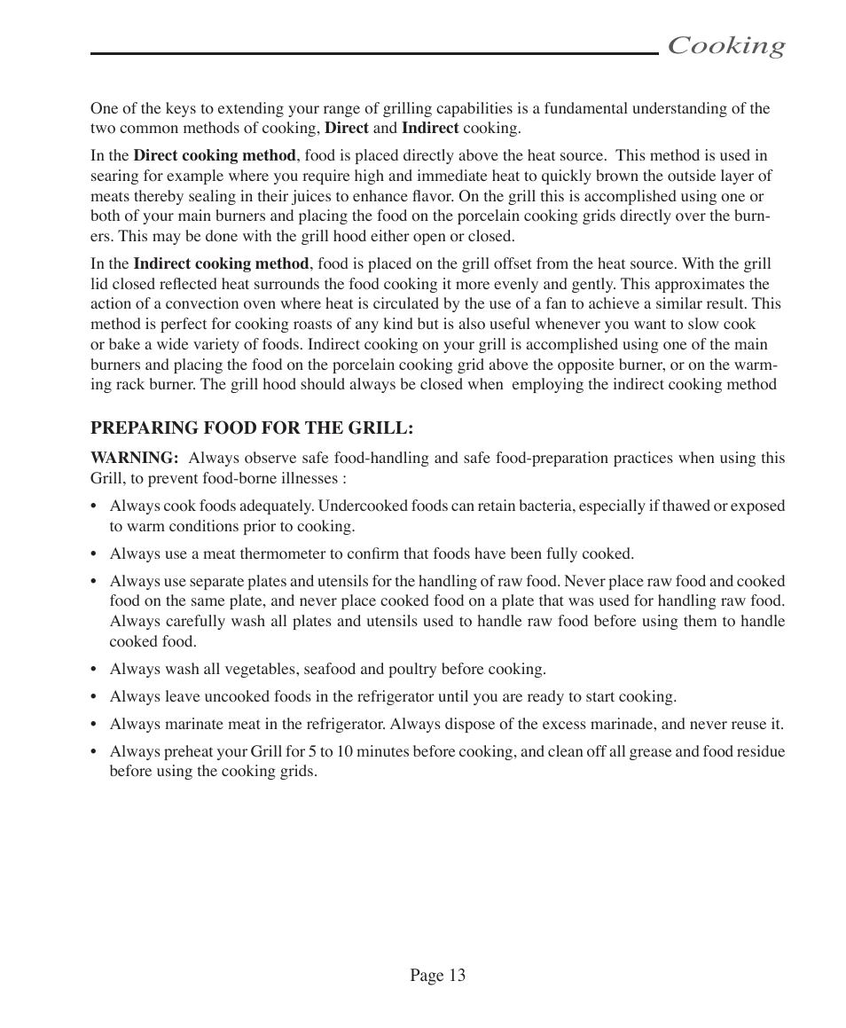 Cooking | Vermont Casting VCS5005BI User Manual | Page 19 / 31