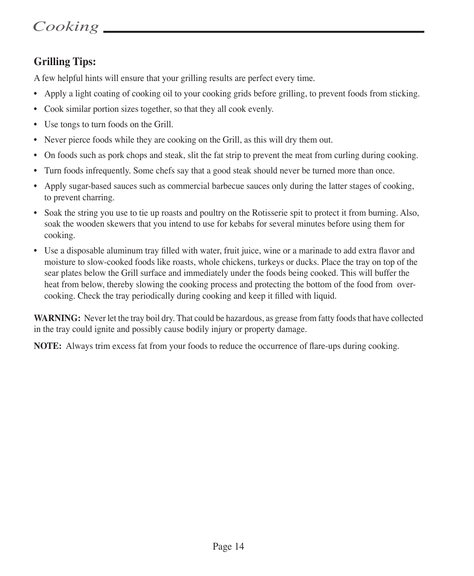 Cooking | Vermont Casting VCS5005BI User Manual | Page 20 / 31