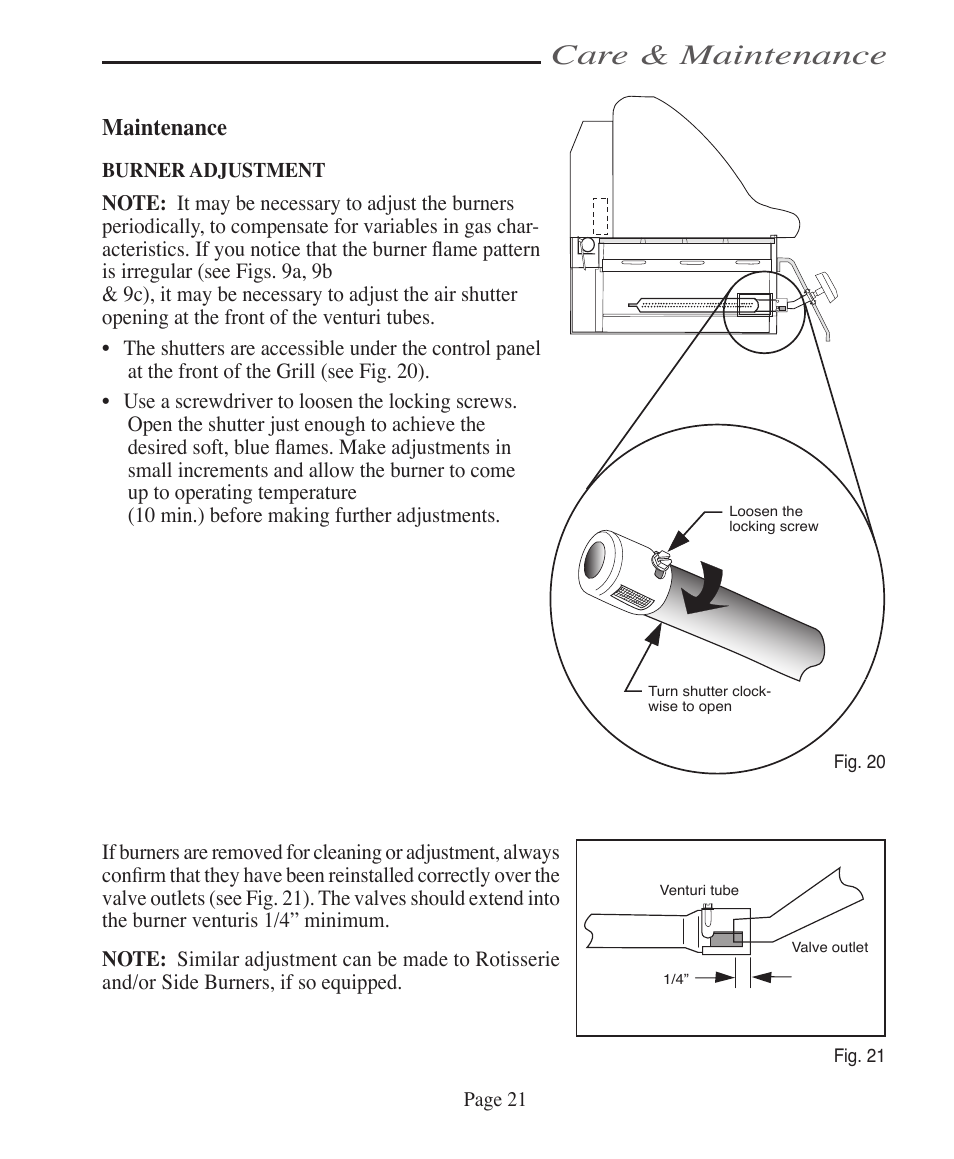 Care & maintenance, Maintenance | Vermont Casting VCS5005BI User Manual | Page 27 / 31