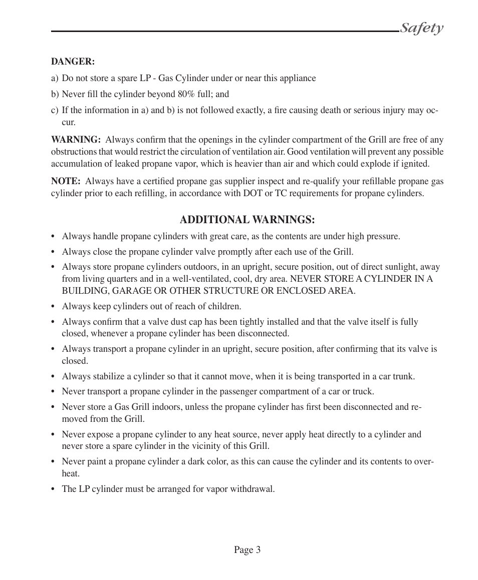 Safety | Vermont Casting VCS5005BI User Manual | Page 9 / 31