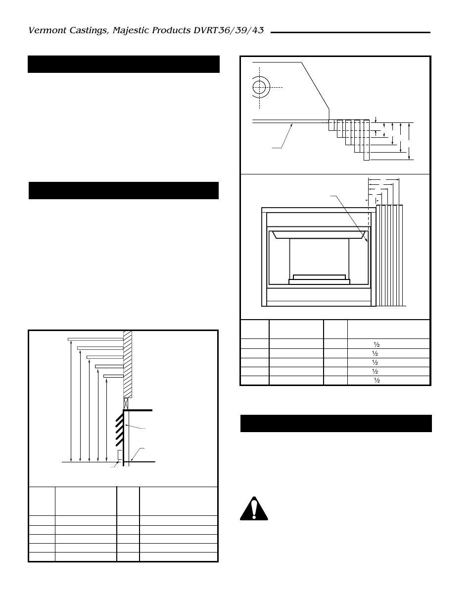 Mantels, Clearance to combustibles, Hearth | Mantel chart | Vermont Casting DVRT43 User Manual | Page 6 / 50
