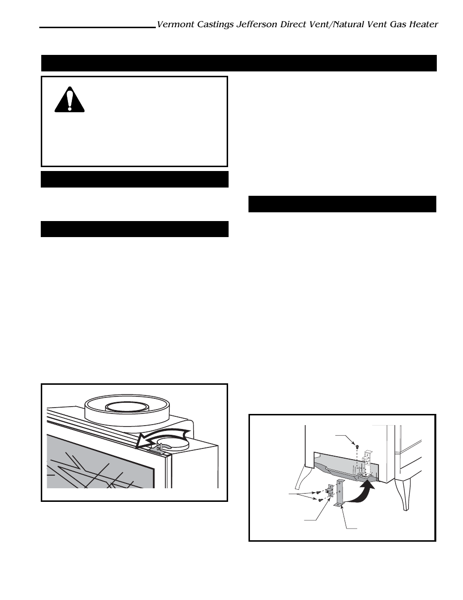 Assembly procedures, Warning | Vermont Casting 820 User Manual | Page 13 / 36