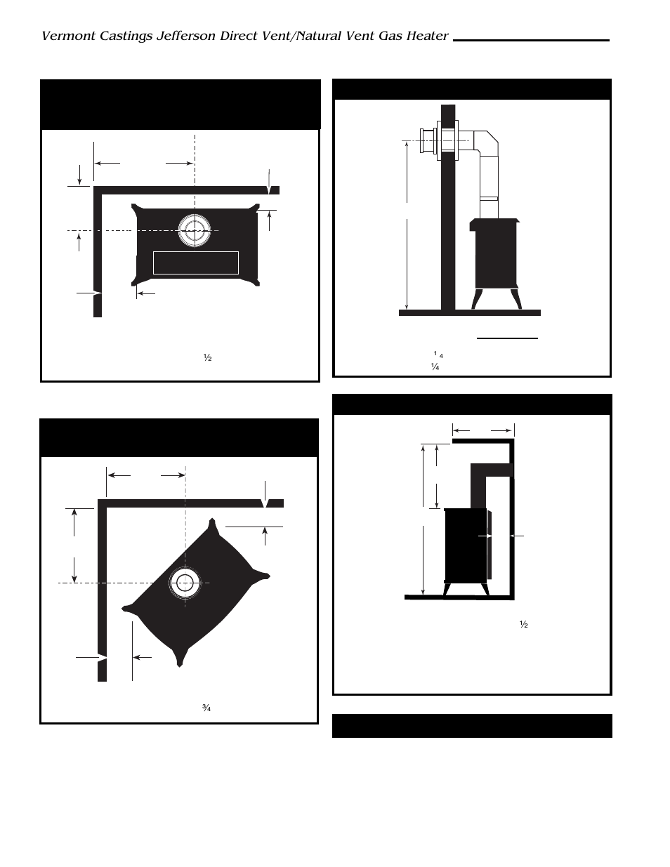 Cl c l, Hearth requirements, Wall thimble centerline from floor | Wall and ceiling clearances | Vermont Casting 820 User Manual | Page 6 / 36