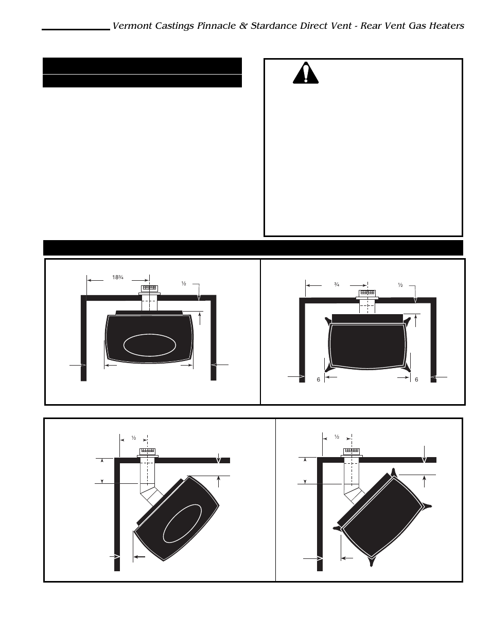 Minimum clearances, Clearance requirements, Warning | Vermont Casting 2996 User Manual | Page 5 / 46