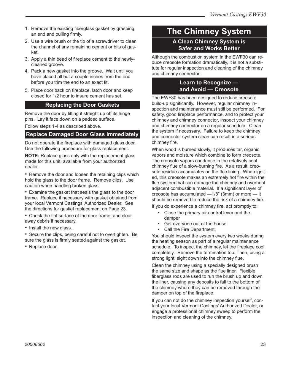 The chimney system | Vermont Casting EWF30 User Manual | Page 23 / 32