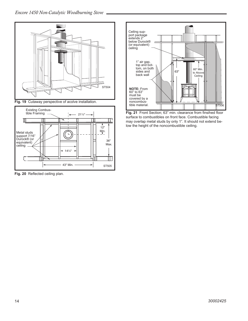 Encore 1450 non-catalytic woodburning stove | Vermont Casting 1450 User Manual | Page 14 / 36