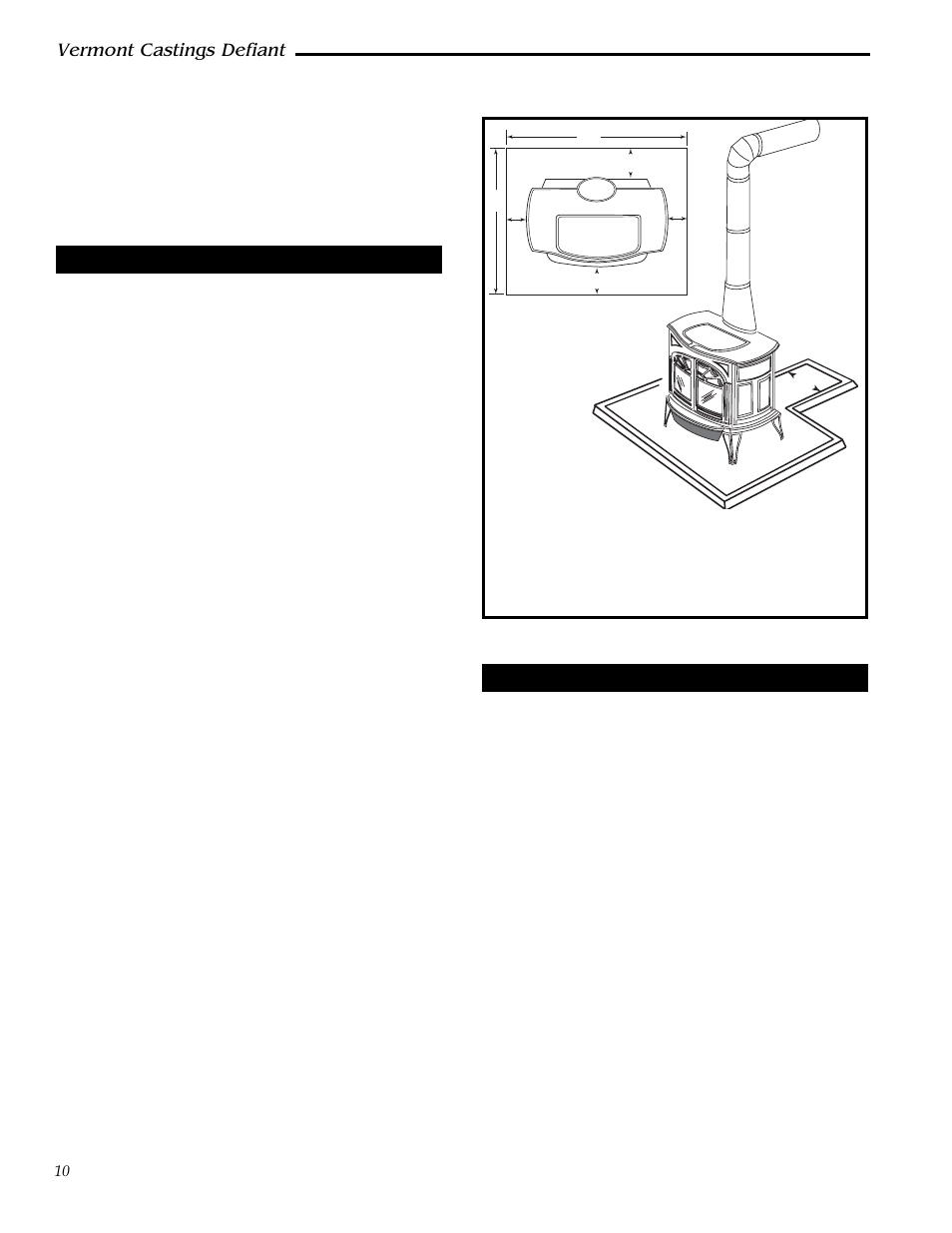 Vermont castings defiant, Floor protection, Floor protection for fireplace installation | Vermont Casting 0968 User Manual | Page 10 / 38