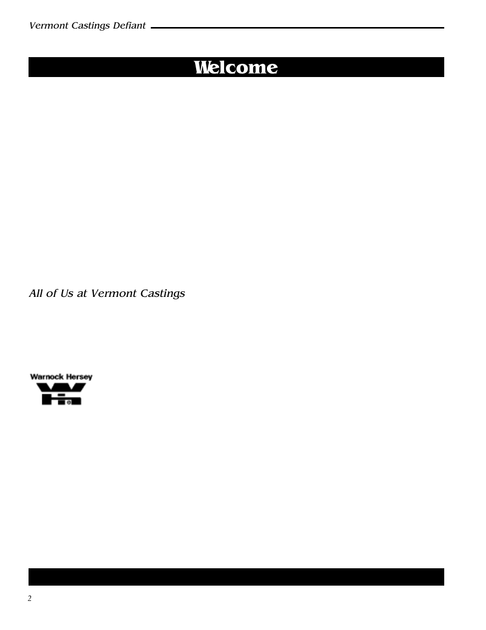 Welcome, All of us at vermont castings | Vermont Casting 0968 User Manual | Page 2 / 38