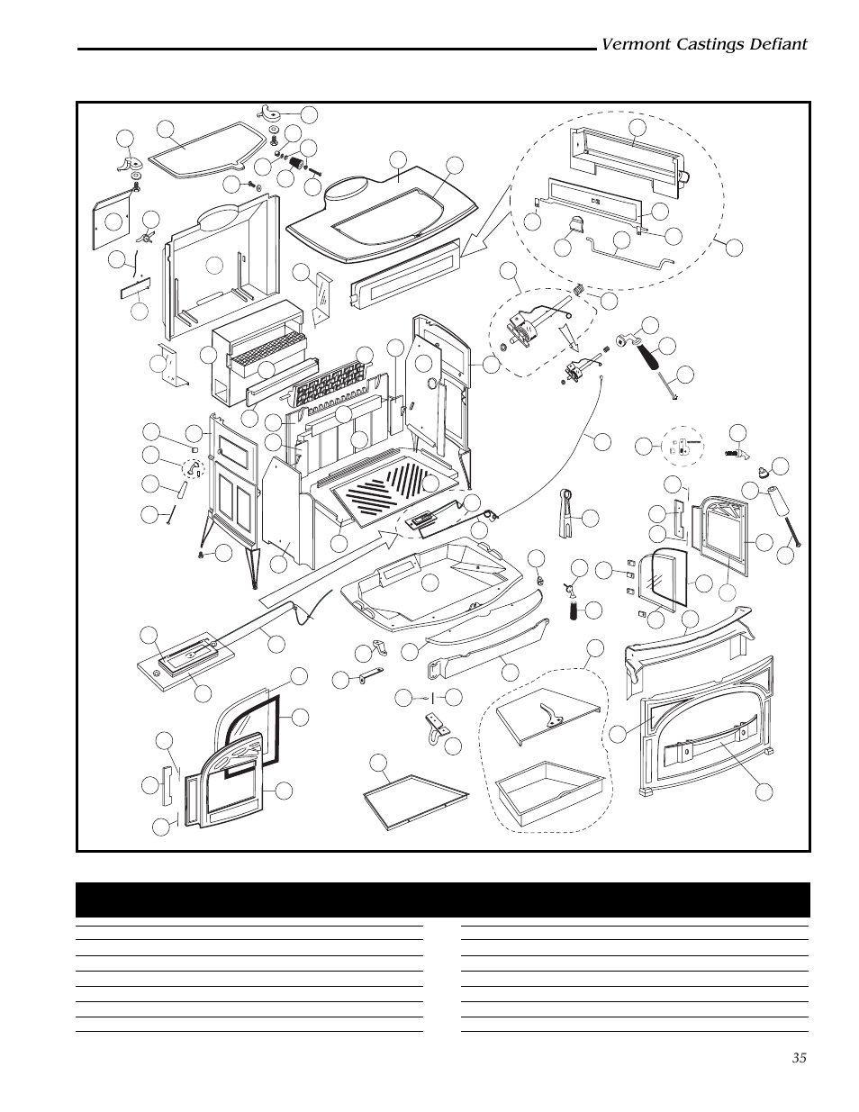 Defiant woodburning stove, Vermont castings defiant | Vermont Casting 0968 User Manual | Page 35 / 38