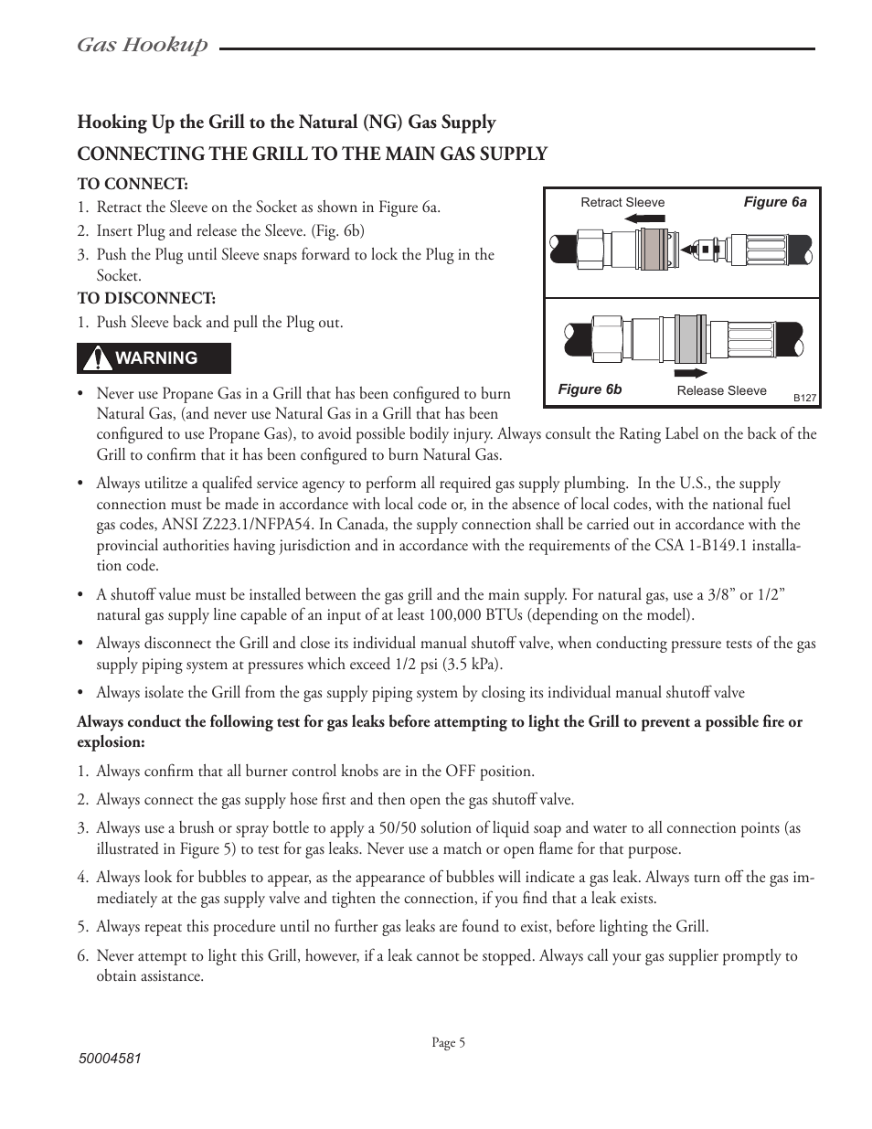 Gas hookup | Vermont Casting VCS3008B Series User Manual | Page 12 / 31