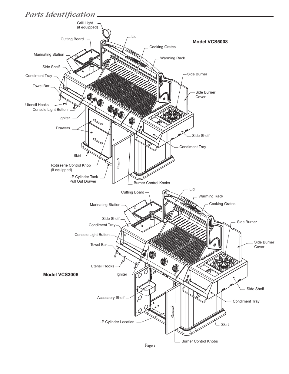 Parts identiﬁcation | Vermont Casting VCS3008B Series User Manual | Page 2 / 31