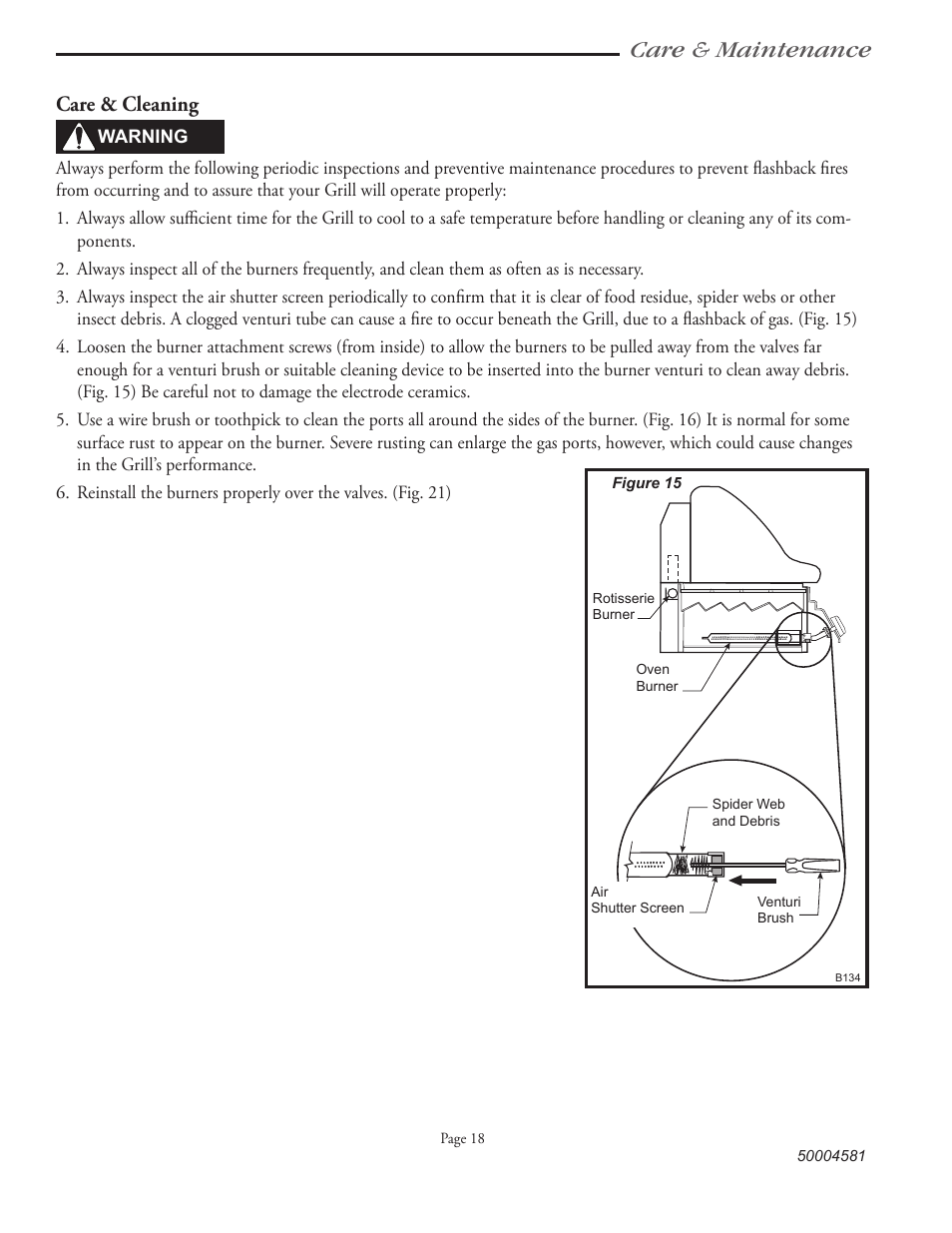 Care & maintenance, Care & cleaning | Vermont Casting VCS3008B Series User Manual | Page 25 / 31