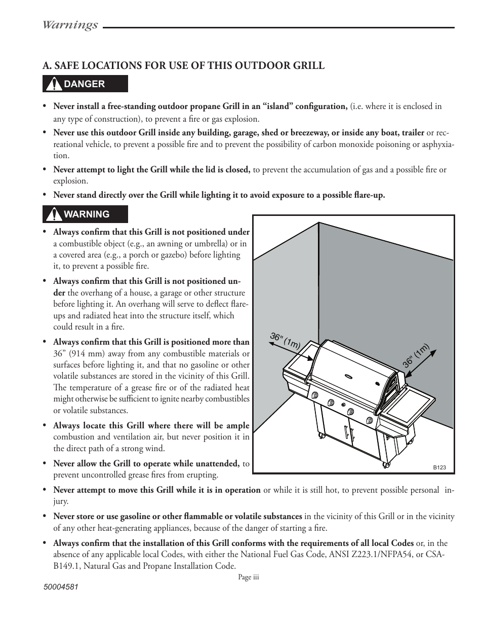 Warnings | Vermont Casting VCS3008B Series User Manual | Page 4 / 31