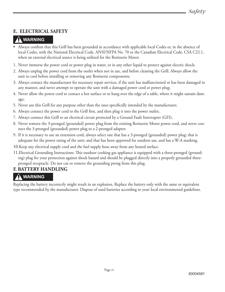 Safety | Vermont Casting VCS3008B Series User Manual | Page 7 / 31