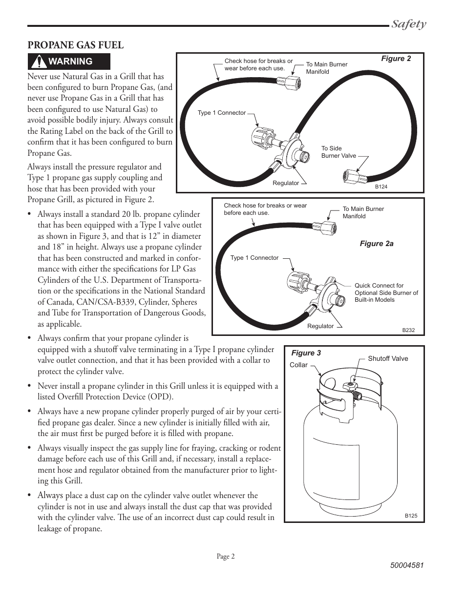 Safety, Propane gas fuel | Vermont Casting VCS3008B Series User Manual | Page 9 / 31