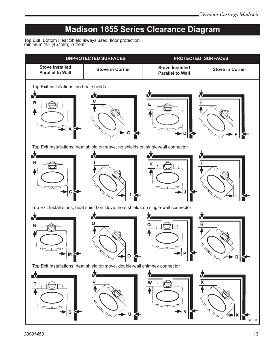 Madison 1655 series clearance diagram | Vermont Casting 1656 User Manual | Page 13 / 28
