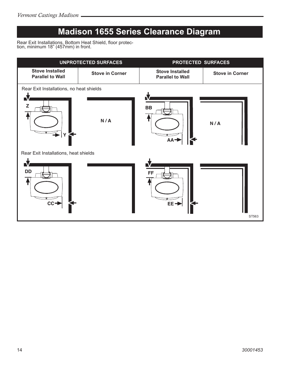 Madison 1655 series clearance diagram | Vermont Casting 1656 User Manual | Page 14 / 28