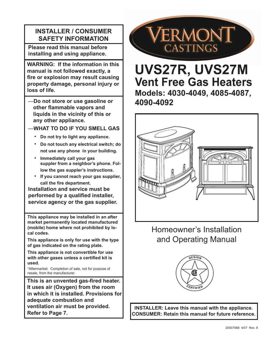 Vermont Casting 4090 - 4092 User Manual | 28 pages