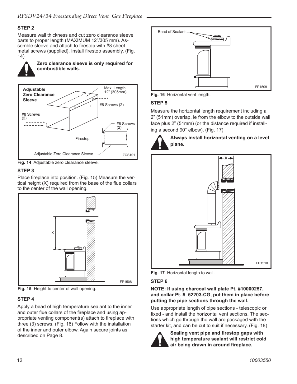Rfsdv24/34 freestanding direct vent gas fireplace | Vermont Casting RFSDV24 User Manual | Page 12 / 36