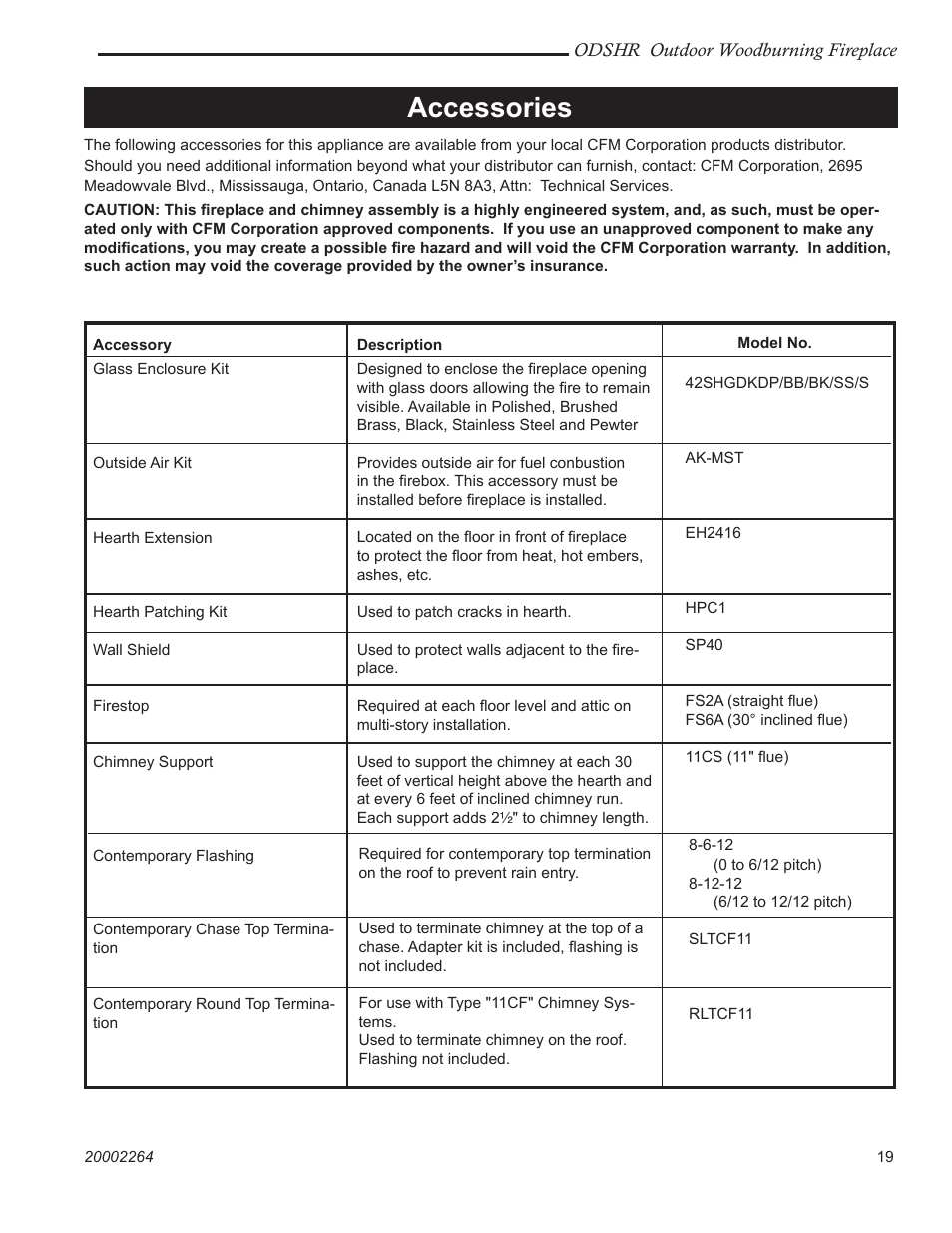 Accessories | Vermont Casting ODSHR42 User Manual | Page 19 / 24