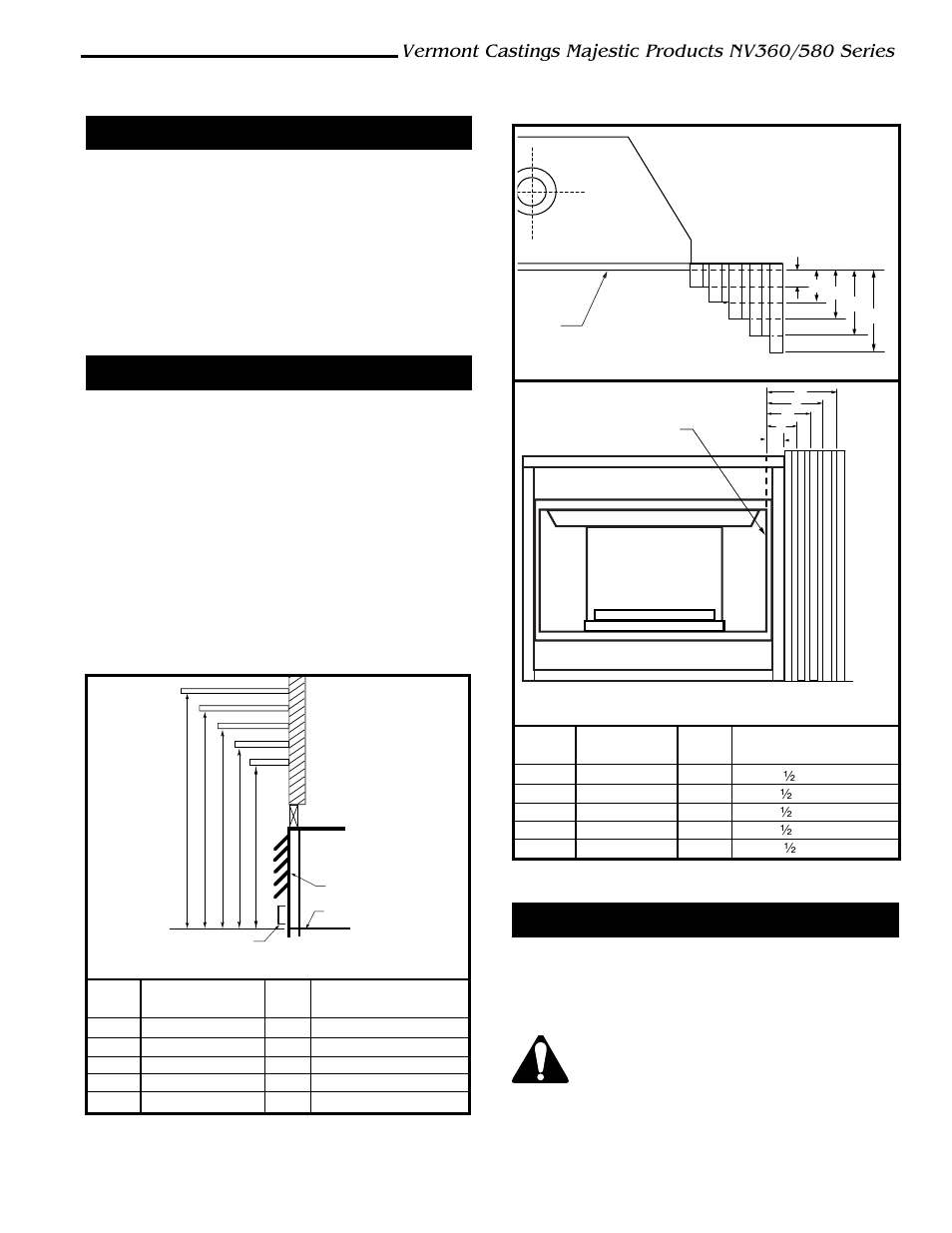 Hearth, Mantels, Clearance to combustibles | Mantel chart | Vermont Casting NV360 User Manual | Page 5 / 24