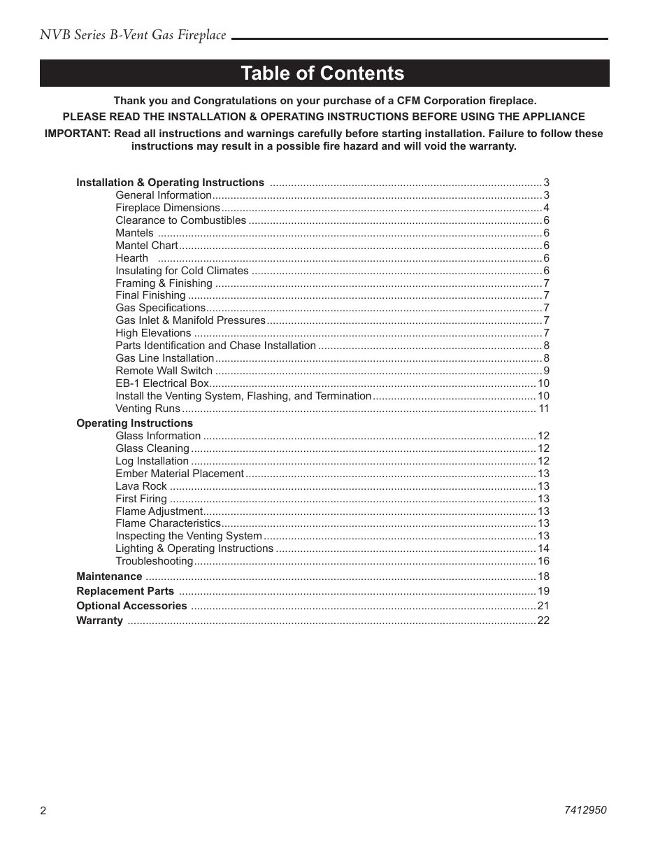 Vermont Casting NVBR36 User Manual | Page 2 / 24