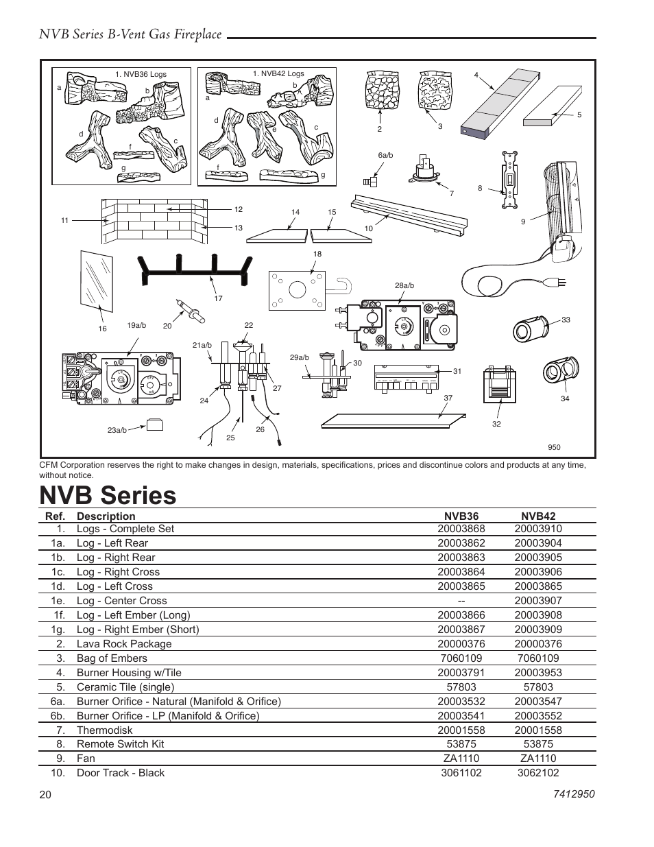 Nvb series, Nvb series b-vent gas fireplace | Vermont Casting NVBR36 User Manual | Page 20 / 24