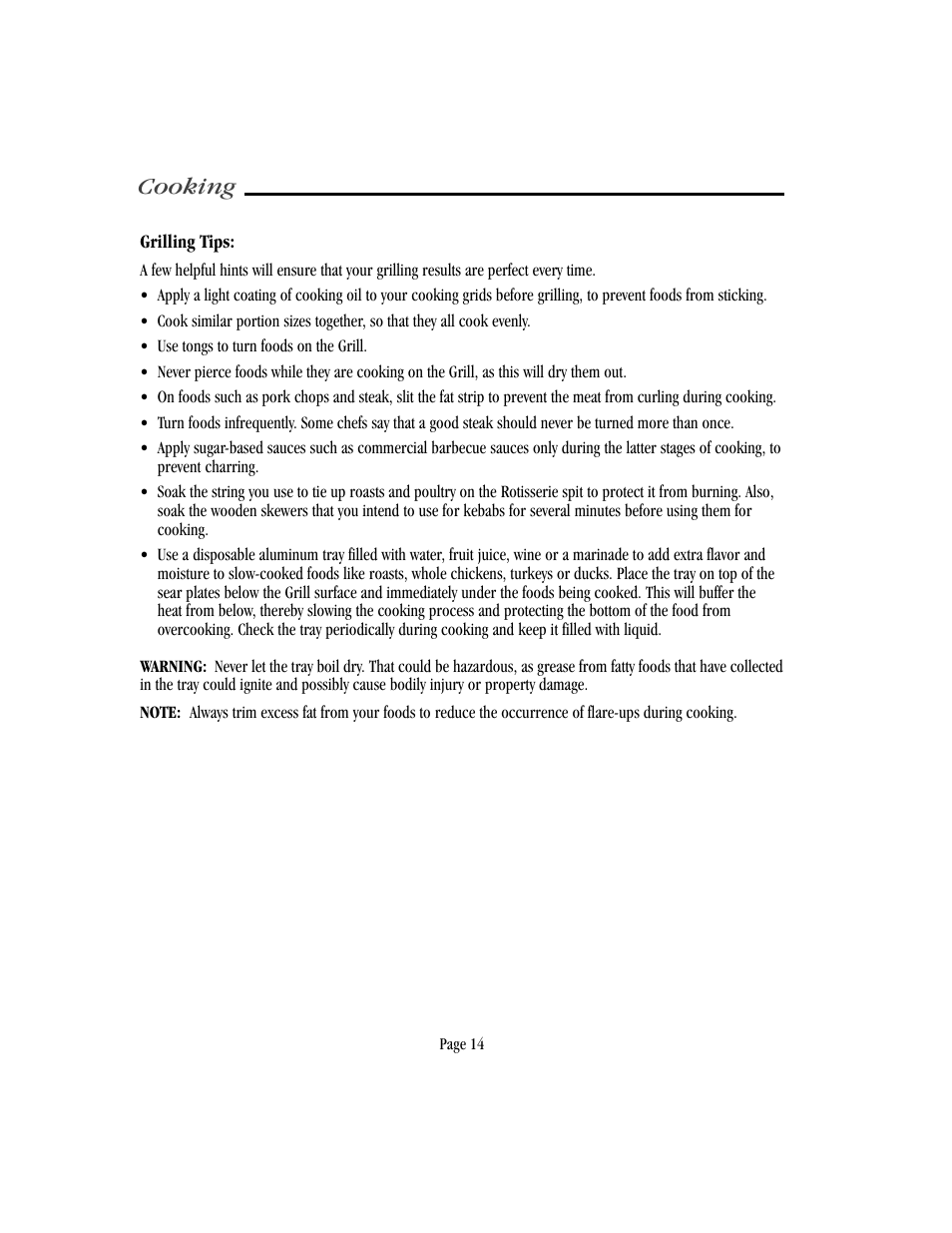 Cooking | Vermont Casting VM750 User Manual | Page 20 / 30