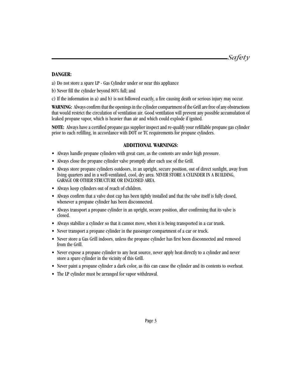 Safety | Vermont Casting VM750 User Manual | Page 9 / 30