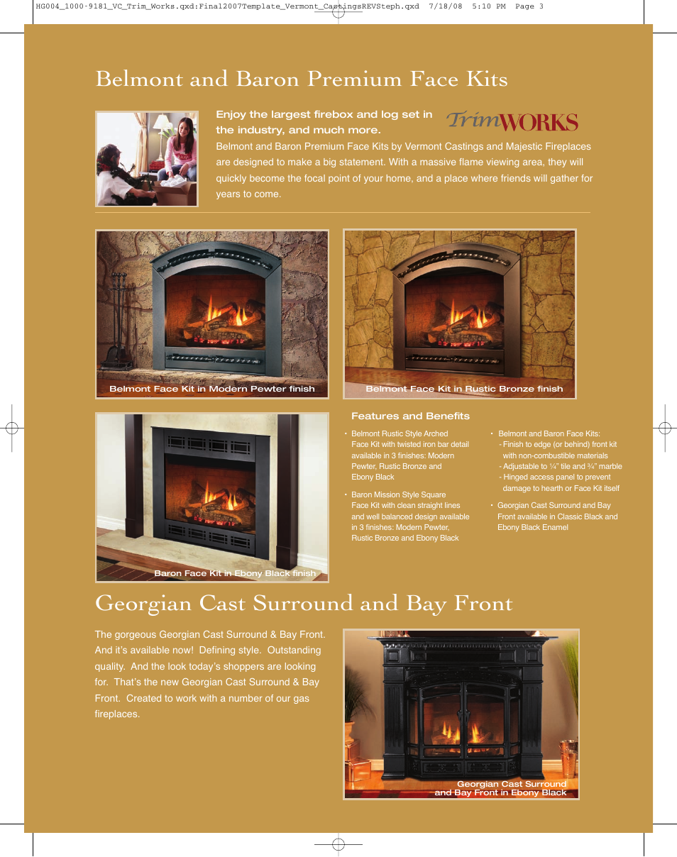 Belmont and baron premium face kits, Georgian cast surround and bay front | Vermont Casting Romanesque HG004 User Manual | Page 3 / 4