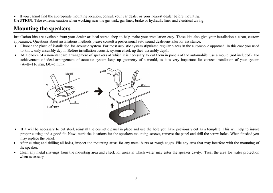 Mounting the speakers | Hyundai H-CSH52 User Manual | Page 3 / 11